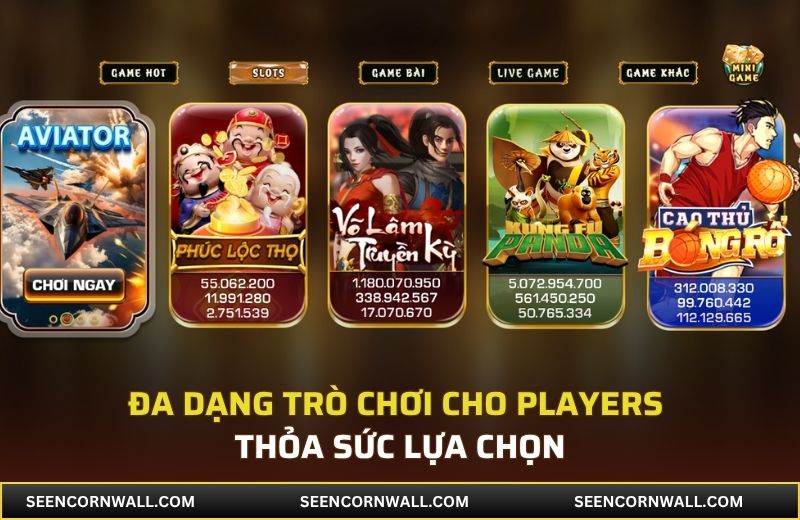 Đa dạng trò chơi cho players thỏa sức lựa chọn